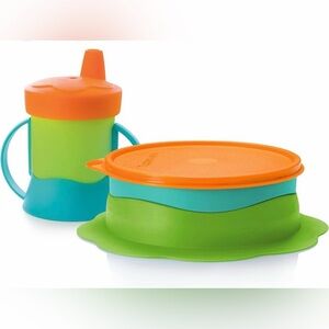 Tupperware Brand Tupperkids Feeding Set. Includes Divided Dish & Sippy Cup